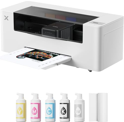 xTool DTF Drucker mit Zwei 1600-Druckköpfen. 24/7 automatische Wartung, 356mm A3 DTF-Druck für T-Shirts. HD-Drucke mit 720x1800 DPI, RIP-Software für Win & Mac und KI-Kalibrierung für jeden Stoff.