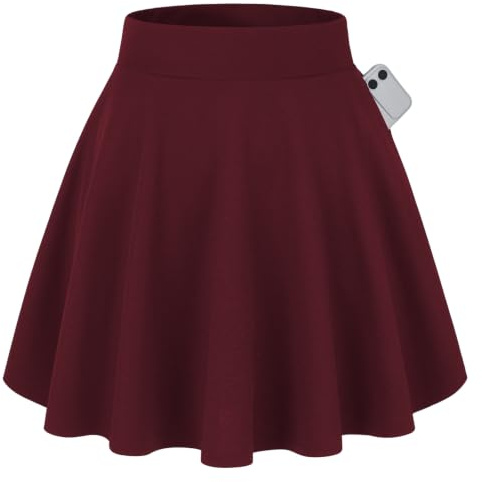 DJT Damen Minirock Mädchen Hohe Taille Faltenrock Basic Casual A Linie Mini Skater Rock mit Taschen