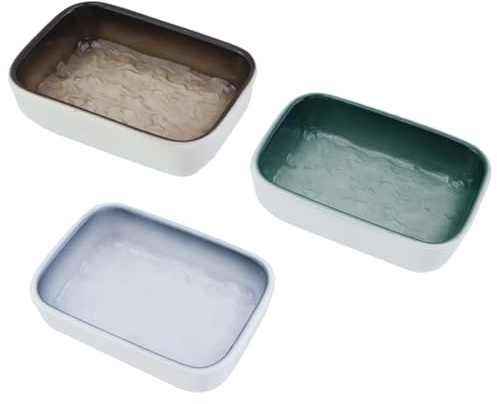 FarBoat Ceramic Feeding Bowls for Small Animals, Blue + Green + Brown
