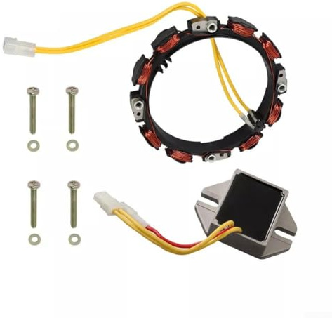 Yuanpgky 696458 Stator Lichtmaschine für Rasenmähermotoren, 10/16 Ampere geregelt mit Spannungsregler und Gleichrichter, kompatibel mit 21A977-0115-E1, 21B902-0015-E1 Serienmodellen