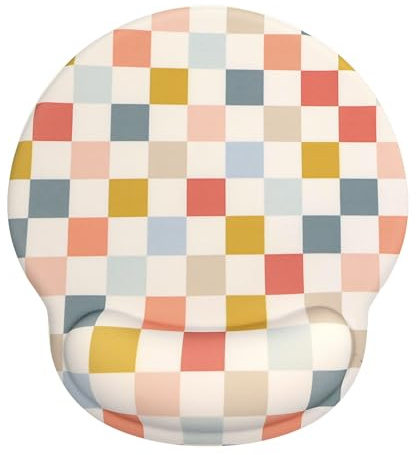 Ksriylm Cute Checkered Ergonomic Mouse Mat, Pain Relief Mouse Mat with Wrist Support,Comfort Non-Slip Mouse Pad with Memory Foam Rest & Smooth Surface for Home Office, Computer,Laptop, Colorful