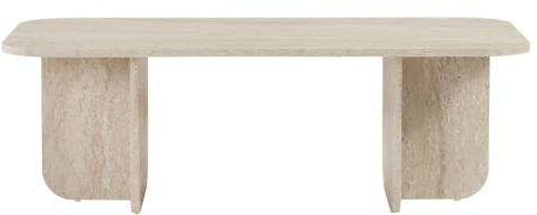 Stilvoller Couchtisch, Travertine-Farbe, 120 x 60 x 41 cm | 100% melaminbeschichtete Spanplatte, 18 mm dick | perfekt für Moderne Wohnzimmer & Räume