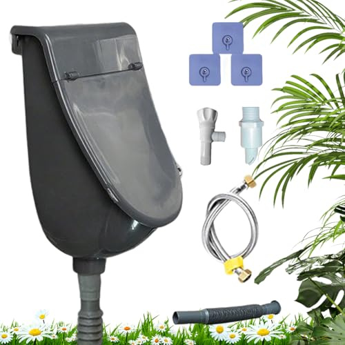Urinoir Sans Eau - Urinoir Mural Pour Hommes En Camping | Urinoirs Sans Perçage Avec Couvercle, Tuyau De Vidange Et Valve De Rinçage Facile | Solution Portable Pour Maison, Garage, Cour