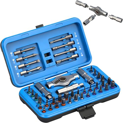 Koeutoze 42-in-1 Magnetisches Schraubendreher-Set, Multi-Bit-Magnetschraubendreher-Set mit Abnehmbarem Ratschengriff, Griff Ratschen-Schraubendreher-Set mit 40 Bits, Reparatur-Werkzeug-Set, Blau