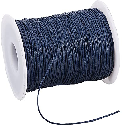 PH PandaHall 91m Filo Cotone Cerato Blu 1mm Filo Cerato per Bracciali, Fili di Macrame per Gioielli Collane Braccialetti Natalizio Artigianato Fai Da Te