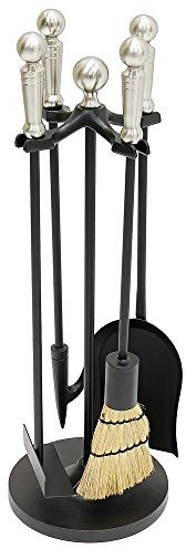 Minuteman International Paxton Mini Fireplace Tool Set, Satin Nickel, Cast Iron