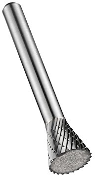 Dormer P825 Rotary Carbide Burr, Inverted Cone Shape, Double Cut Geometry, Bright Finish