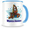 Samunshi® Kindertasse mit Namen Tasse Forstmaschine Personalisierte Tasse mit Namen Kinder Kinderbecher mit Namen Kindergarten blau 300ml
