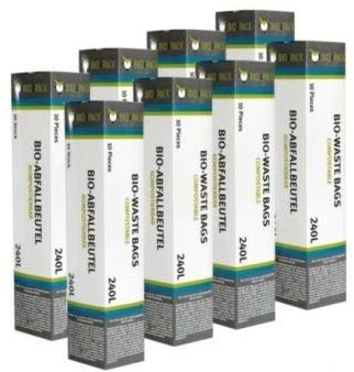 BIO4PACK Bio Abfallbeutel - Verschiedene Größen und Mengen (240 Liter, Menge: 8 Rollen)