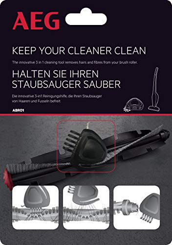 AEG ABRO1 Haarschneider (für Bürstenrollen, Bürsten von Saugrobotern und Akku Staubsaugern, Entfernen von Haaren, Reinigen, 3in1 Funktion, integrierter Kamm, Metallnadel, integrierter Magnet, schwarz)
