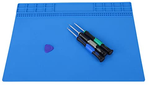 Soldering Silicone Pad Mat, Heat Insulation Repair Maintenance Platform for Phone Repair Service Magnetic Heat Solder 350MM*250MM(Navy)