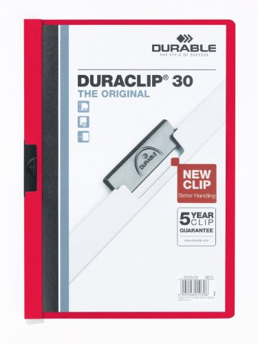 DURABLE DURACLIP Original 30 A4 Klemmmappe, Rot, 25 Stück