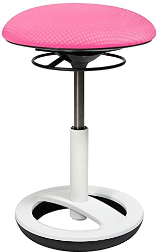 TOPSTAR Sitness Bob, ergonomischer Sitzhocker, Arbeitshocker, Bürohocker mit Schwingeffekt, Sitzhöhenverstellung, Standfußring Alu, weiß lackiert, Stoffbezug, Rosa Brombeere