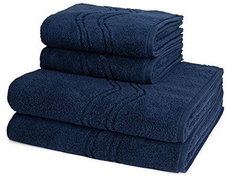 Ross - Cashmere Feeling - 2 X Handtuch 2 X Duschtuch - im Set (4er Set Nachtblau)