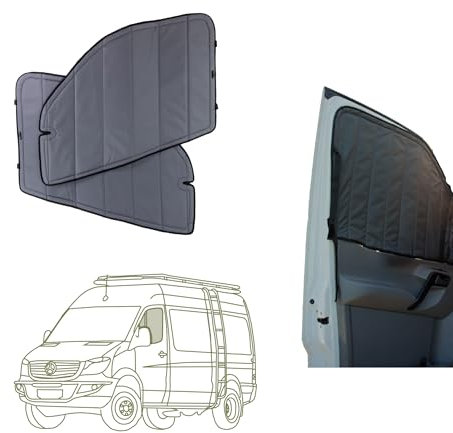 VanEssential Insulated Stealth Blackout Magnetic Window Covers Designed for Mercedes-Benz VS30 (Van Years 2019 to Current), Front Door (Pair), Charcoal Gray