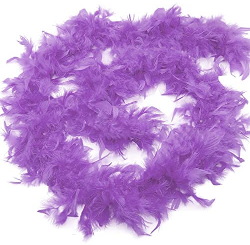 Anjing Federboa für Damen, 2 m, Federboas zum Basteln, Partyzubehör, Mädchen, Kostüm, Hellviolett, 2 Stück