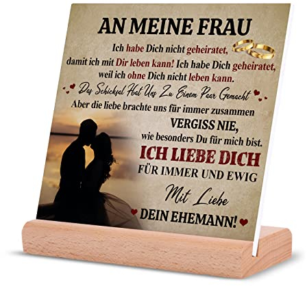 An Meine Frau, Ehefrau Geschenk Holzsockel Dekoration, Jahrestag Geschenk für Sie, Liebes Geschenk für Sie, Ich Liebe Dich Geschenke für Frauen