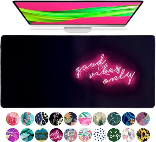 French KOKO Großes Mauspad, Schreibtischunterlage, Tastaturschutz, Schreibtisch, Büro, Schule, Dekoration, großes erweitertes Zitat, Computerzubehör, Mousepad Good Vibes Only Inspiration Work