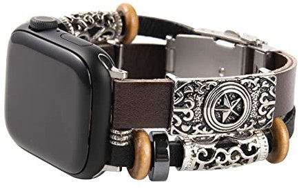 BOVIPO Kompatibel mit Apple Watch-Armband, 45 mm, 44 mm, 42 mm, 41 mm, 40 mm, 38 mm, 49 mm, Zubehör für iWatch Serie 8/7/SE/6/6/5/5/5/4/3/3/2/2/1/Ultra (Braun-X , 38/40/41 mm)