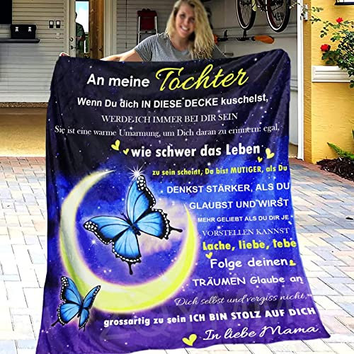 ZQYMM Personalisierte Kuscheldecke An Meine Tochter Von Mama, Mutter für Töchter Luftpost Positiv Ermutigen Decke(deutsch), Super Weiche Decke Flanell eeignet Für Sofa Reisen