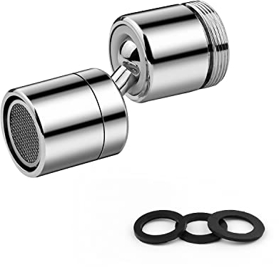Mousseur Robinet Economie Eau, GEBAUM 360° Pivotant Mousseur, Embout Robinet pour Cuisine et Salle de Bain - Convient au Filetage Extérieur M22 ou au Filetage Intérieur M24