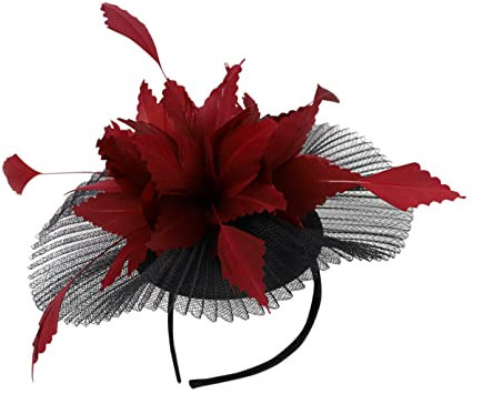 ifundom Hut Aus Federnetz Braut-Tops-Hut-Stirnband Damenhüte Tea-Party-Schleier-Stirnband Beerdigung Hut Fascinator Stirnband Braut Fascinators Frau Gittergewebe Kleid Kleines Mädchen