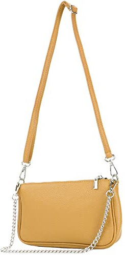 modamoda de - T237 - Umhängetasche Klein Small aus ital. Leder, Farbe:Senfgelb