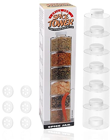 LERANXIN Gewürzgläser mit Streueinsatz, 6 Stück Gewürze Organizer, mit Streuer 3,2/4,8 mm Zwei Kalibern, Einfache Aufbewahrung, Gewürzstreuer für Küche, Camping, Reiseset