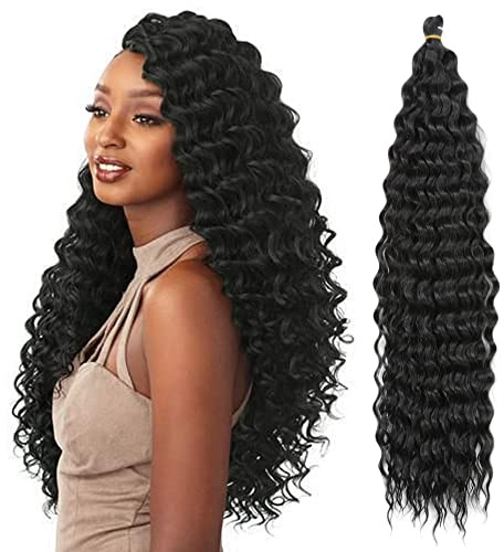 22 Zoll 3 Packs Tief Twist Crochet Hair Ocean Wave Curly Bohemian Crochet Braids Deep Wave Hair Bundles Synthetische Haarverlängerungen für Frauen Mädchen