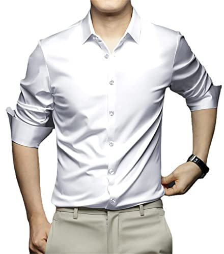 MAOAEAD Chemise extensible infroissable à manches longues pour homme Coupe ajustée Classique Sans repassage Haut formel