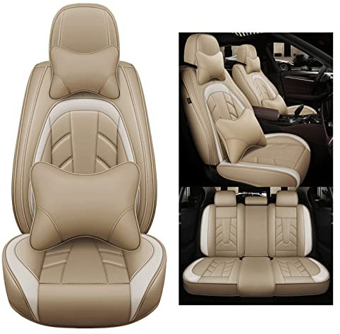 nenyan Autositzbezüge Komplett Set Universal | Schonbezüge für Honda Civic Accord | Auto Sitzbezüge Beige Luxus