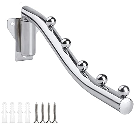 Stainless Steel Clothes Hook Foldable Clothes Hanger Wall Metal Clothes Fan Wall Foldable with Swivel Arm Holder Folding Wall Mount Attached Dryer Holder Clothes Rack Wardrobe Hanger Hooks