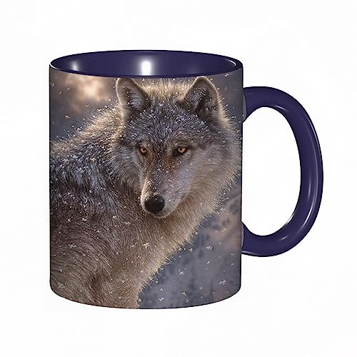 DHAEY Mug porcelaine fine Loup solitaire |Mug humour pour collègue, amis, copains, frères et soeurs |Mug original avec