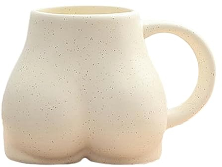 Taza creativa de 300 ml, taza de cerámica, horno microondas, taza de agua personalizada para pareja de oficina disponible para oficina y hogar, marcas de bolsillo beige