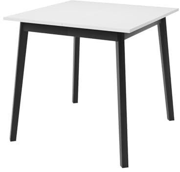 Mirjan24 Quadratischer ausziehbarer Esstisch für 4 Personen Anterro S, Tisch für Esszimmer, L:85-125 x B:85 x H:77 cm, Küchentisch Esszimmertisch Arbeitstisch (Weiß/Schwarz)