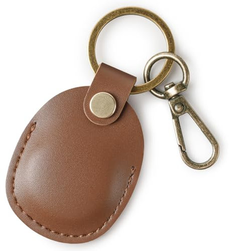 Ainiv 2 Pcs Porte-clés avec Étui de Protection en Cuir Véritable, Porte Clef Rétro pour Carte d'Accès, Housse de Protection Portable pour AirTags Apple sur Clés, Sacs, Bagages et Colliers