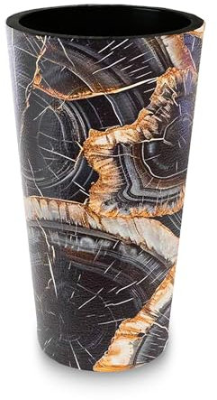 Septe Maison Deluxe Vaso da Arredamento Interno in Eco-Pelle - Vaso da Fiori Made in Italy Artigianale con Design Moderno e Unico Ø 33 cm x H 61 cm (Pelle sintetica, Wood)