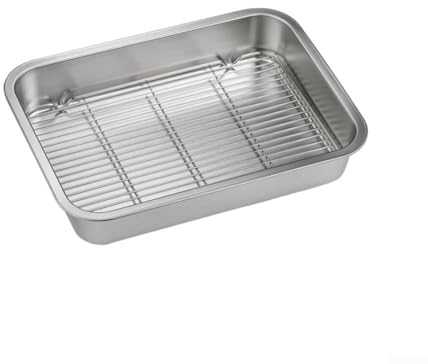 ZYWUOY Set di teglie da forno con griglia, in acciaio , rettangolari, con griglia di raffreddamento, per cucina, barbecue, torte (26 x 20 x 5 cm), W8324KJG4I07C4OQO2H9