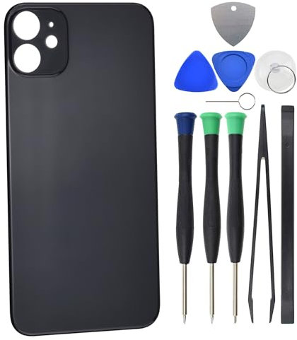 Repuesto de cristal trasero negro para iPhone 11 con adhesivo precortado