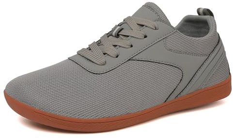 GemChve Unisex Breite Barfußschuhe Damen Herren Minimalistische Barfussschuhe Sportliche Traillaufschuhe Outdoor Walking Schuhe Gray 36 EU