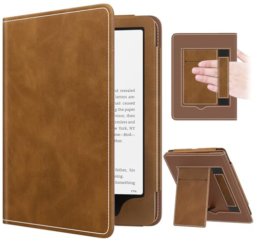 MoKo Hülle für 7/6,8 Kindle Paperwhite 12./11. Gen. 2024/2021, Braun | für Signature Edition (2024), Schlanke PU-Schutzhülle mit Auto Schlaf/Wach