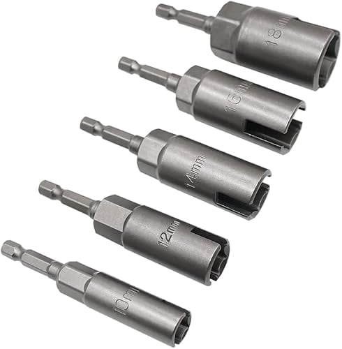 5Pcs 1/4 Inch Power Wing Nut Driver Bits, Hex Shank Nut Driver, Slot Wing Nuts Drill Bit Socket Wrenches Tools for Panel Nuts Screws Eye C-Hook Bolt Q-Hanger (10/12/14/16/18mm)