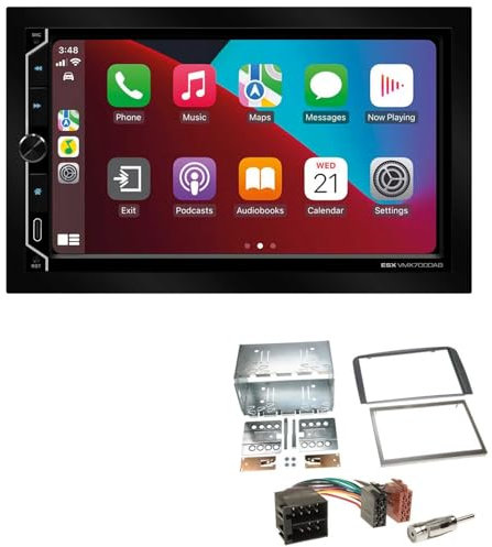 ESX VMX700DAB 2-DIN Autoradio kompatibel mit Wireless Apple CarPlay Android Auto Bluetooth DAB+ passend für Alfa Romeo 147 2000-2010 schwarz