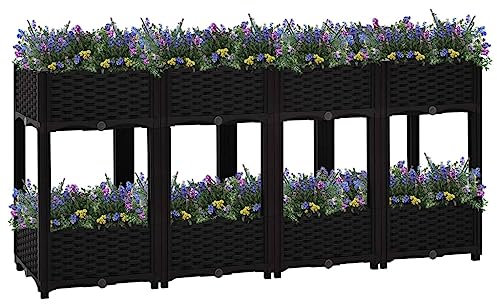 DYRJDJWIDHW Pot Fleur extérieur XXL,Pot de Fleur connecté,Lit surélevé 160x40x71 cm PolypropylèneConvient pour Les patios, Les balcons et Les Jardins