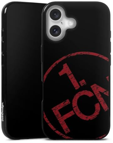 Silikon Hülle kompatibel mit Apple iPhone 16 Case schwarz Handyhülle Fanartikel 1. FCN Textur