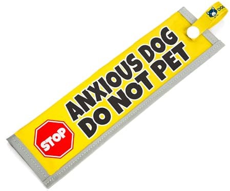 dogkit Anxious Dog Do Not Pet Sleeve for Reactive Nervous Dogs, Reflective, Waterproof, Double Sided Slip-on for the Dog Lead (Yellow, Stop Sign)