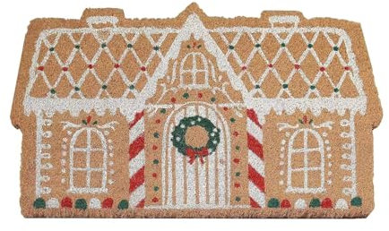 Kokos Fußmatte Weihnachten für Innen, Weihnachts-willkommensmatte Für Den Außenbereich, Lebkuchenhaus-fußmatte Und Veranda-Dekoration, Weihnachtsteppich - 40x60 cm Fußmatte (Braun, 90 x 40 cm)