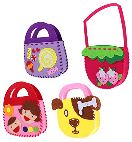 KOMBIUDA 4sätze Mädchen Handtaschen Nähset Filz Für Kreative Bastelprojekte Praktische Aufbewahrungstaschen Feinmotorik Und Kreativität Zufällige Designs