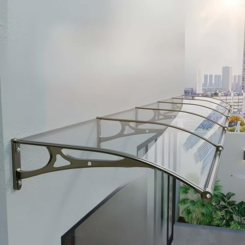 Vordach für die Haustür im Freien, Markise, Regenschutz, UV- und Schneeschutz, Gartendach, Fensterdachabdeckung mit Polycarbonat-Dachbahnen, Bogen-Design(60 * 240cm)