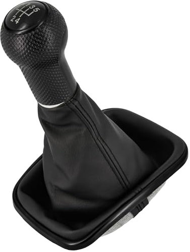 Schaltknauf + Schaltsack Set 5 Gang passend für VW Golf 4, 1997-2006, Plug & Play, Auto Schalthebel Schaltmanschette, mit Rahmen, schwarz